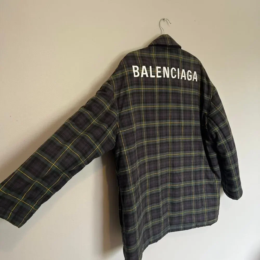 Balenciaga flannel padded puffer jacket
